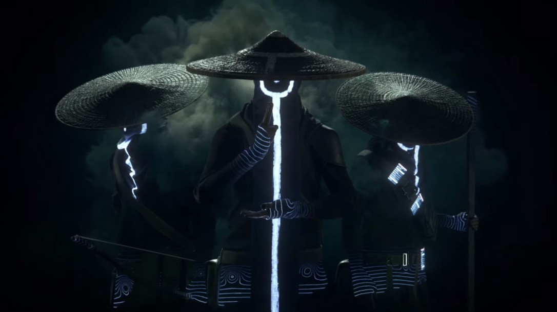 Screenshot of three japanese figures from the video game Ghostwire Tokyo
